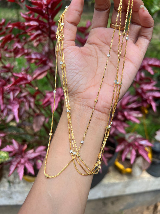 Gold plated daily wear parasparam two tone 18inch (6pidi) chain product code 1033