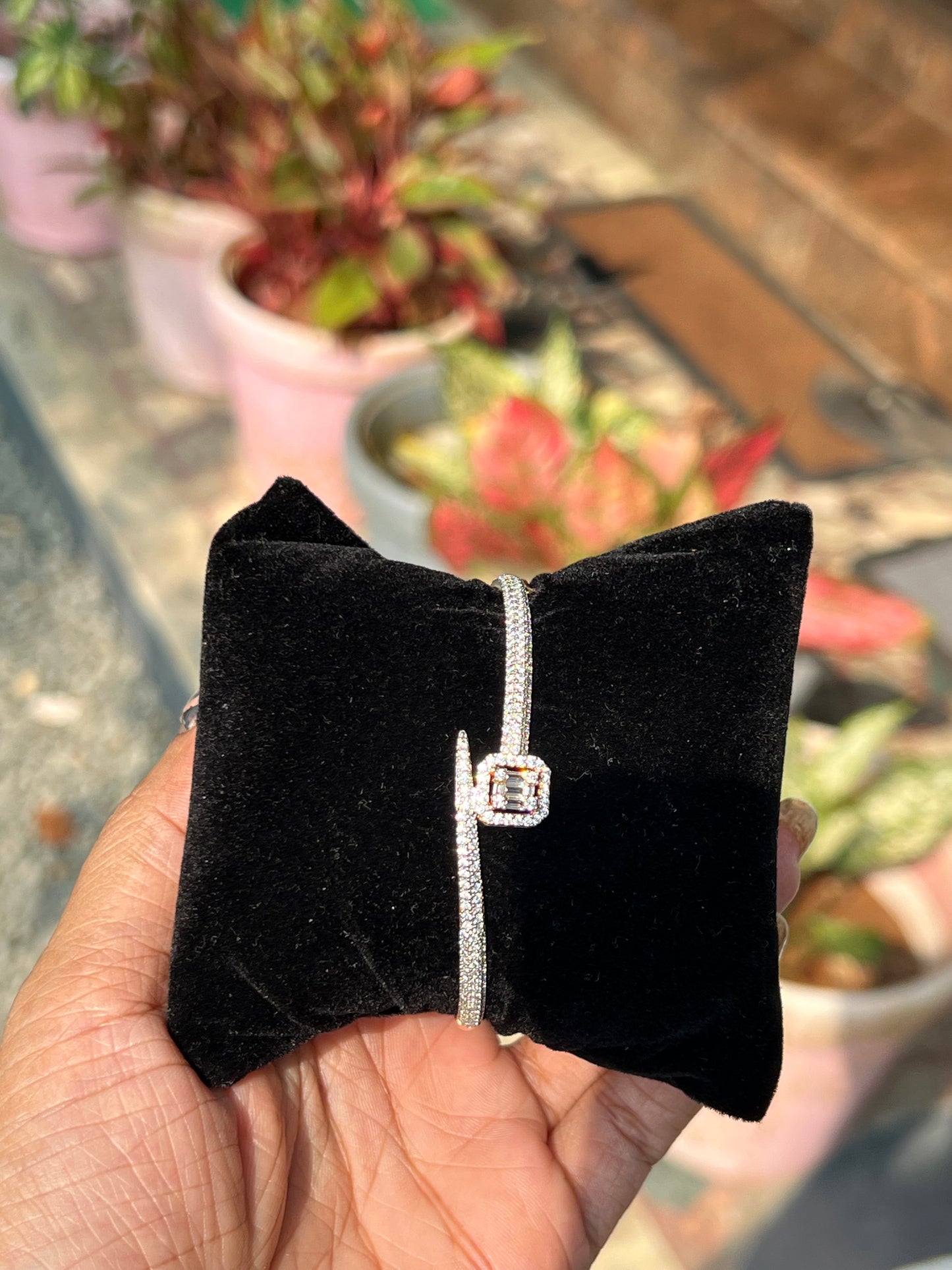 Premium diamond finish occasion wear openable ad zircon stone bracelet product code B03