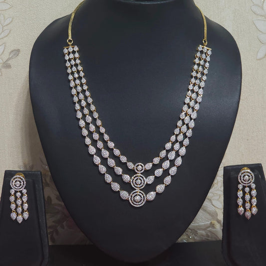 Premium daimond finish 3layerbridal necklace product code 17