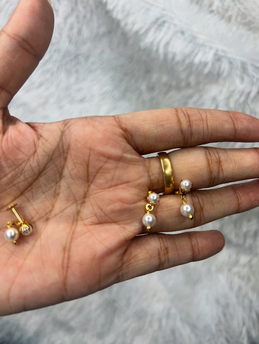 Daily wear kids pearl stud with removable pearl hanging product code E14