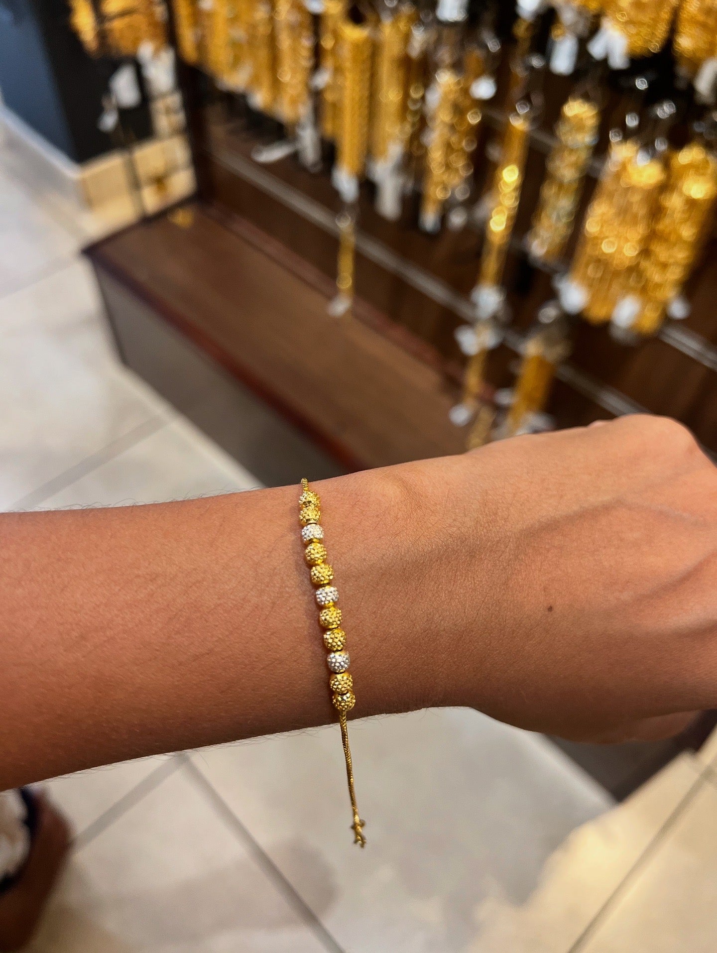 Premium gold plated two tone ball bracelet product code G15