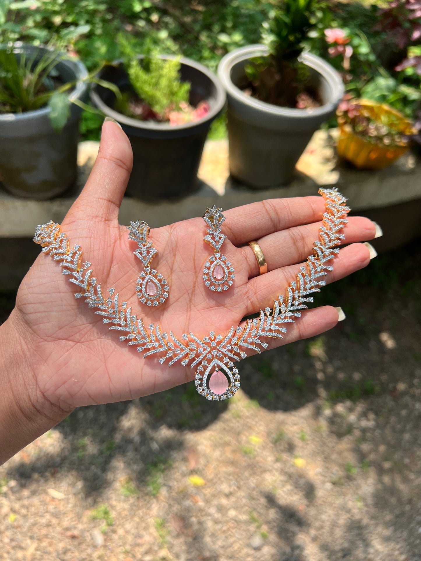Premium daimond finish bridal necklace product code 173