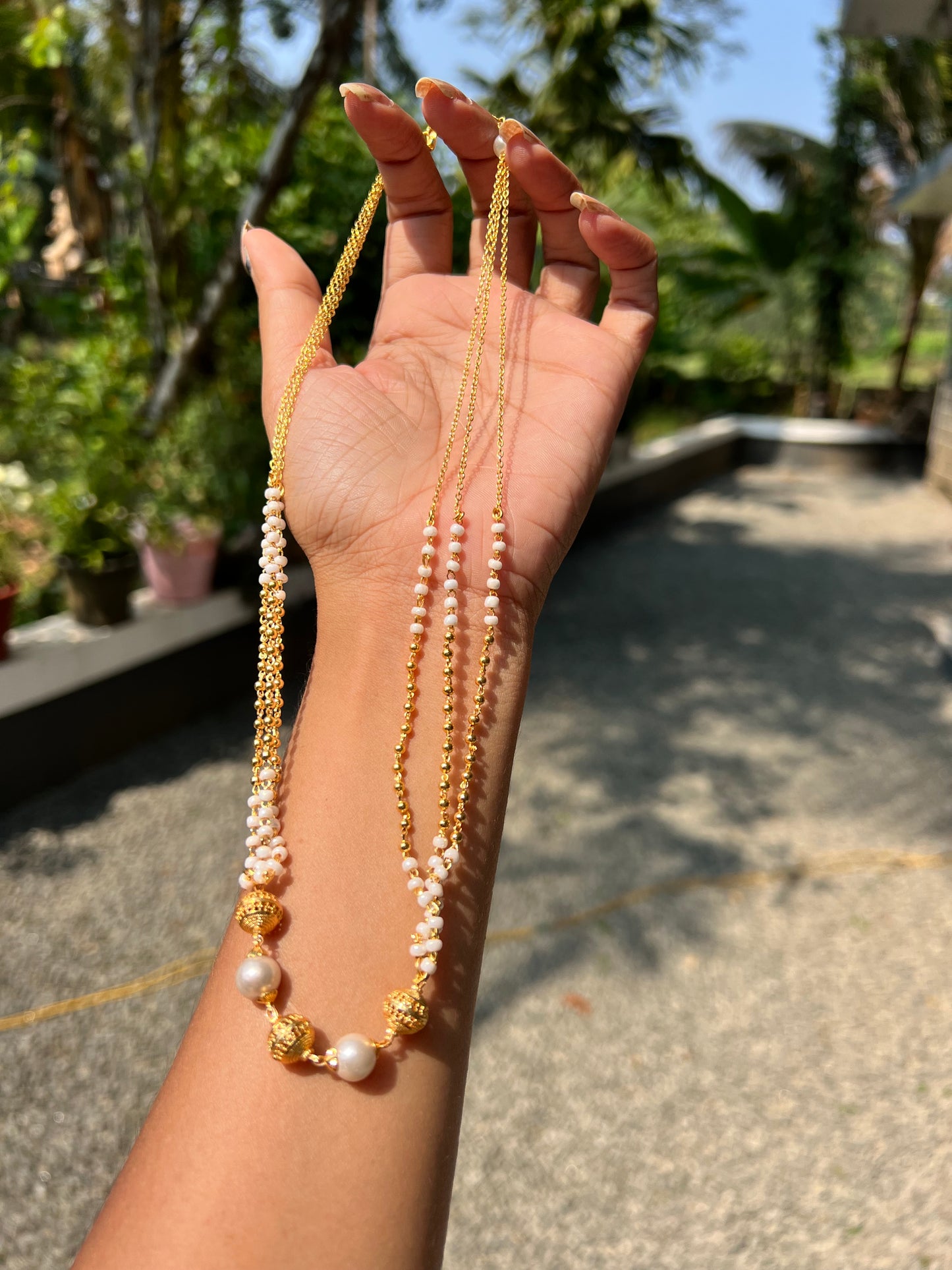 Premium gold plated pearl layer necklace product code G18
