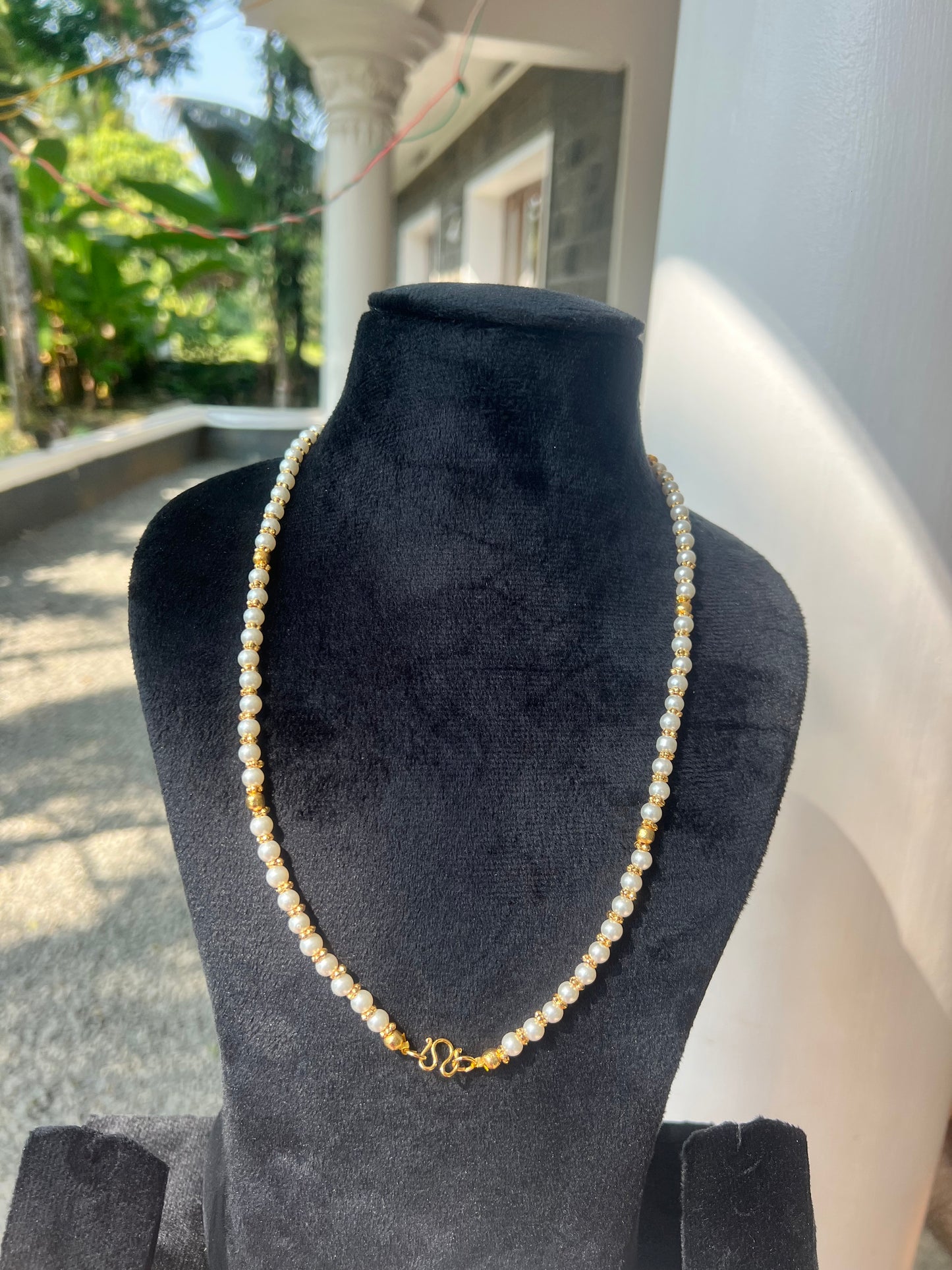 Premium gold plated pearl long chain product code G21