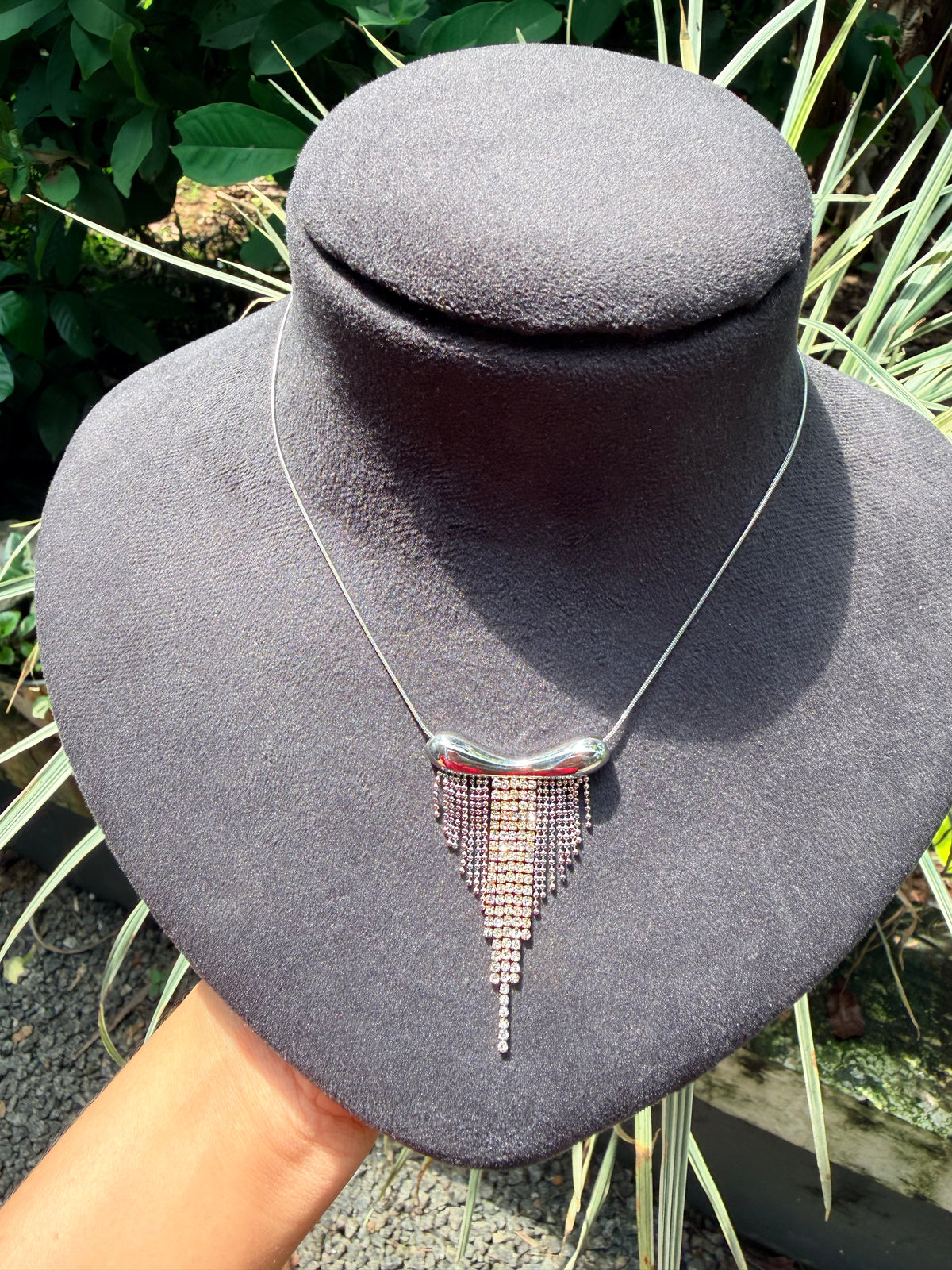 Premium quality anti tarnish stainless steel silver necklace product code AT40