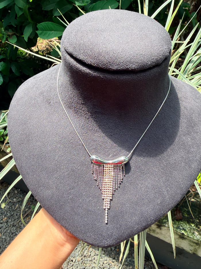 Premium quality anti tarnish stainless steel silver necklace product code AT40