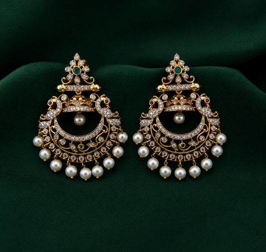 Premium trending pearl hanging earrings product code E48