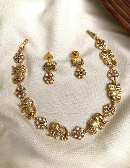 Premium quality ad flower and elephant pattern necklace product code N206