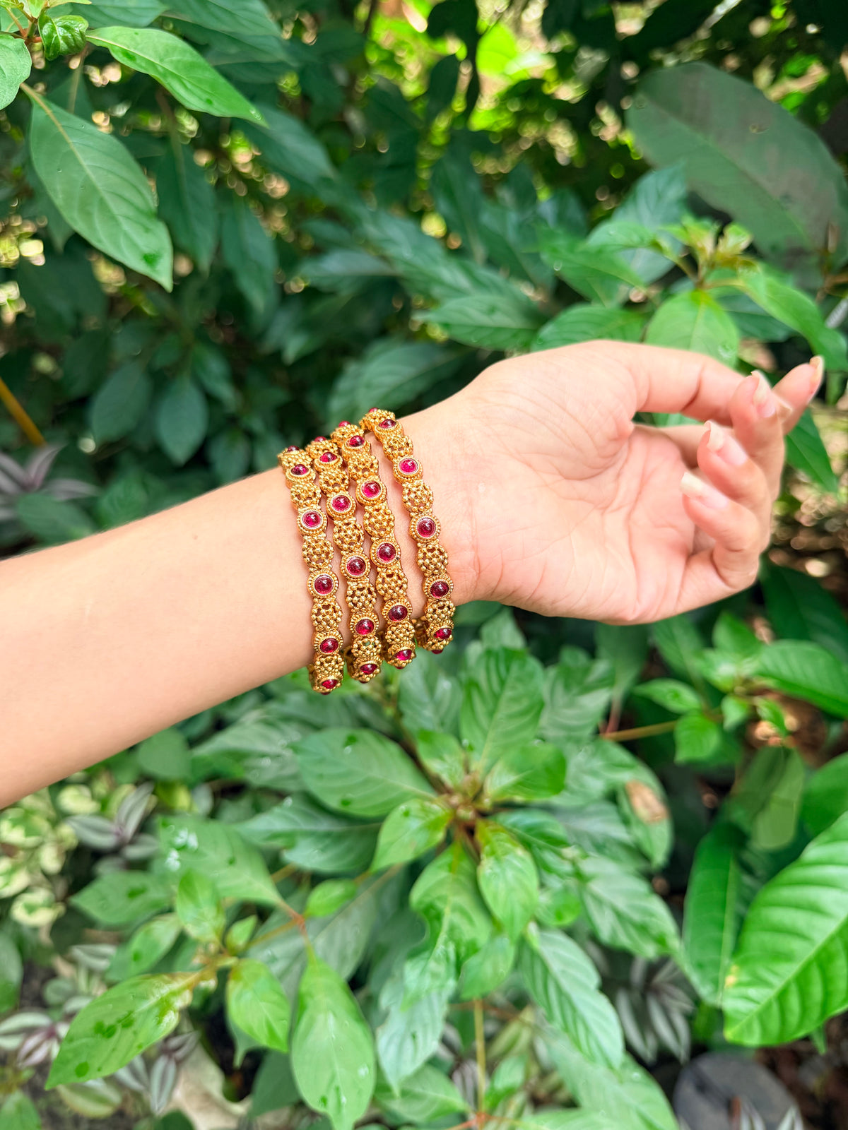 Premium antique gold bangles set of 4