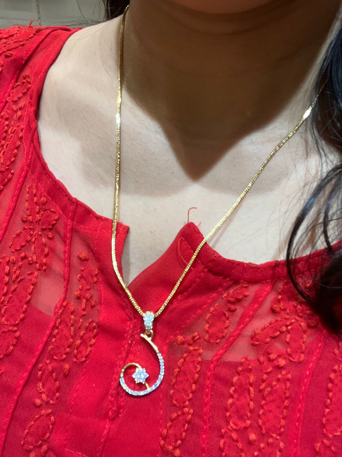 Premium diamond finish pendant chain set (24inch ) product code D180