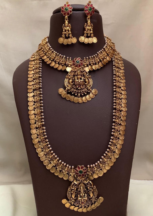 Bridal combo Lakshmi coin necklace with haram set