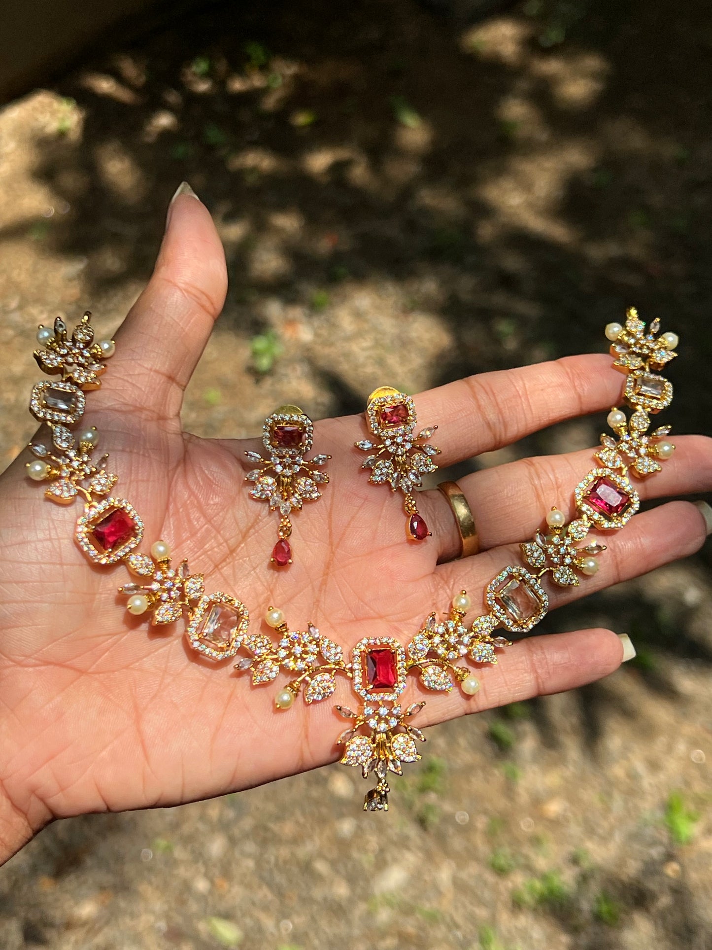 Regal Blossom AD Stone Necklace Set product code 436