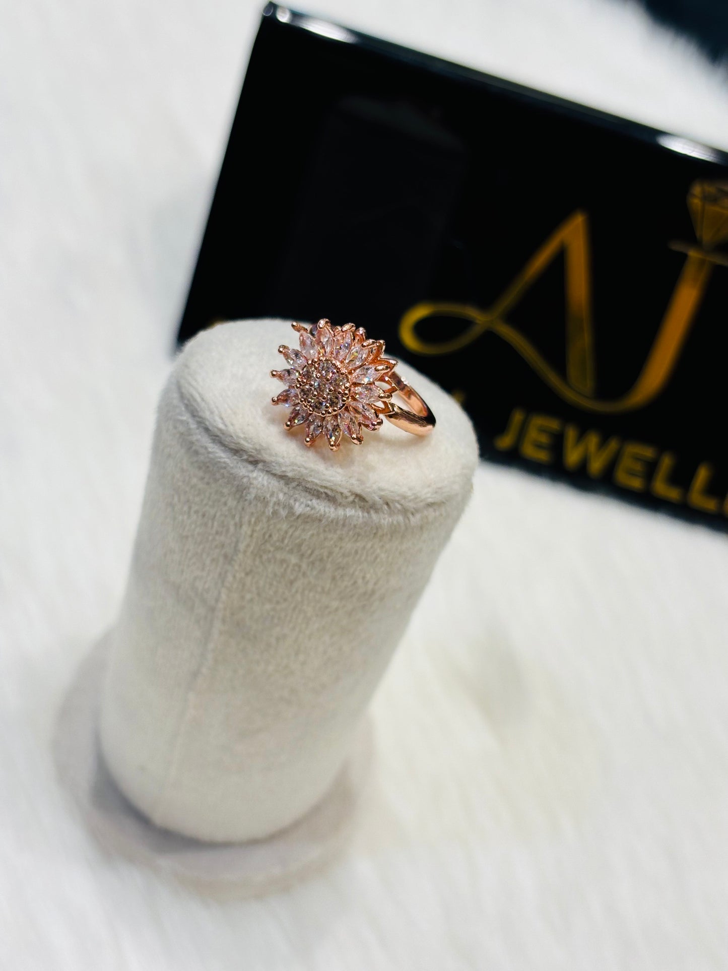 Premium anti tarnish spinning rose gold adjustable statement rings product code R12