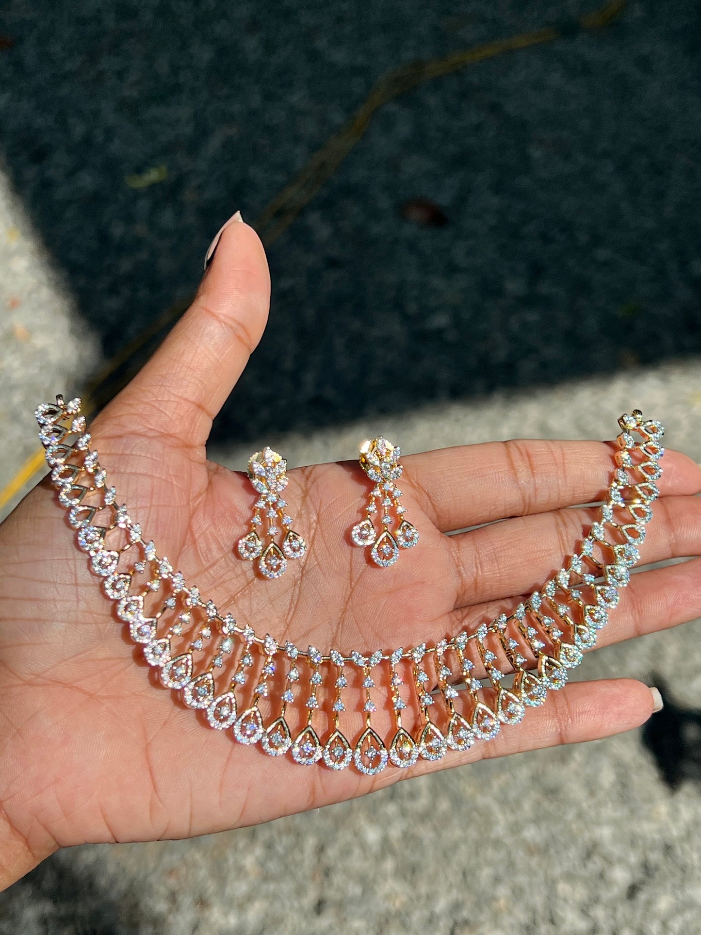 Premium diamond finish bridal necklace product code 23