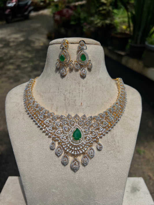 Premium diamond finish bridal necklace product code N84