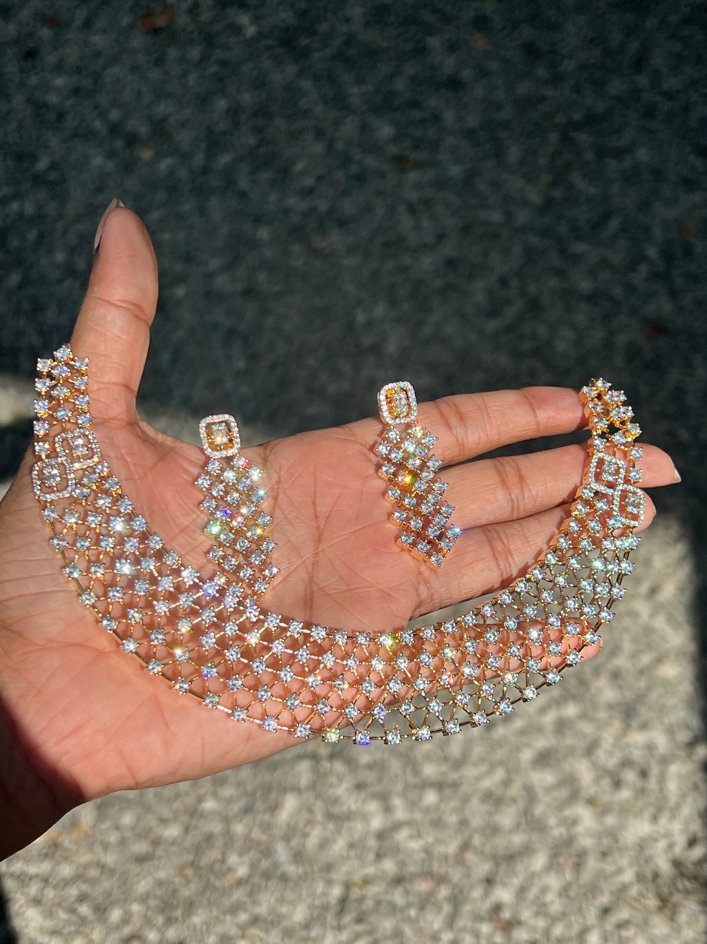 Premium diamond finish bridal necklace product code D32