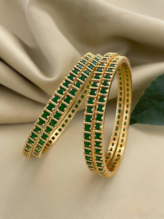 Premium ad green stone bangles