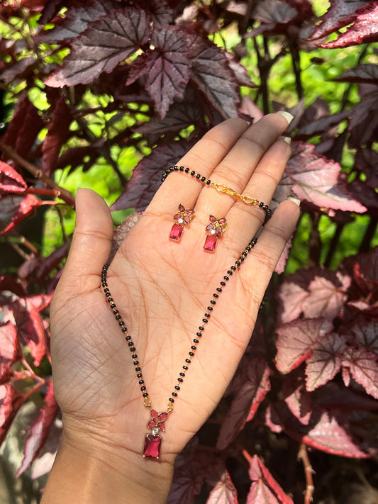 Premium simple mangalsutra with earrings product code 136