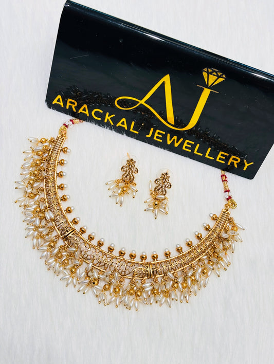 Premium quality rice pearl designer necklace product code N277