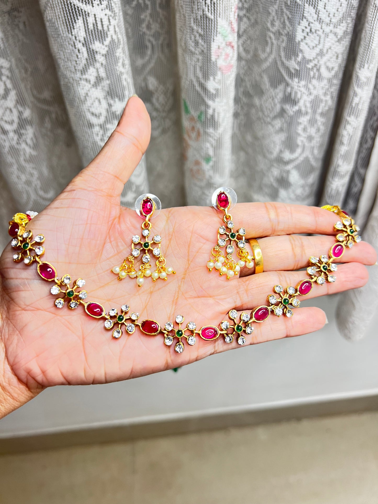 Traditional Flower Necklace Set product code 499