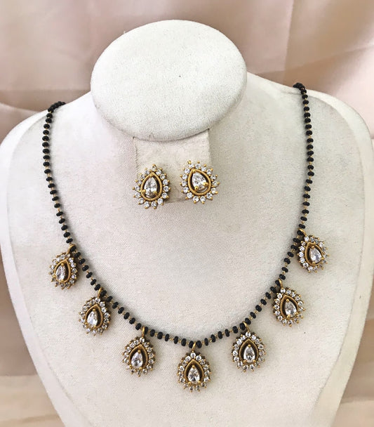 Handmade beautiful black beads mangalsutra set product code 736