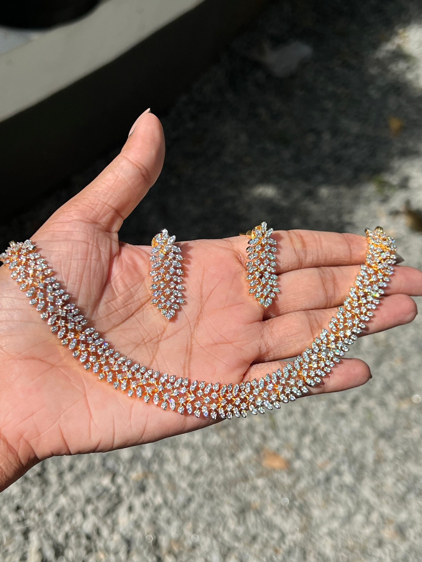 Premium quality diamond finish bridal necklace product code D17