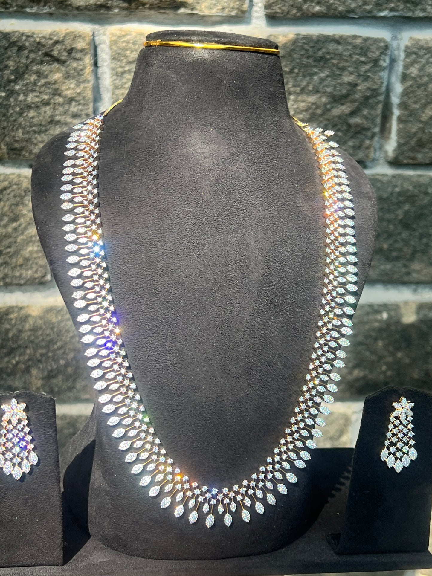 Premium diamond finish Cz long bridal haram set product code H96