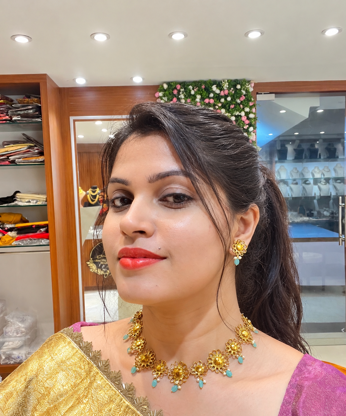 Premium gold plated our signature customised bridal  necklace set D435