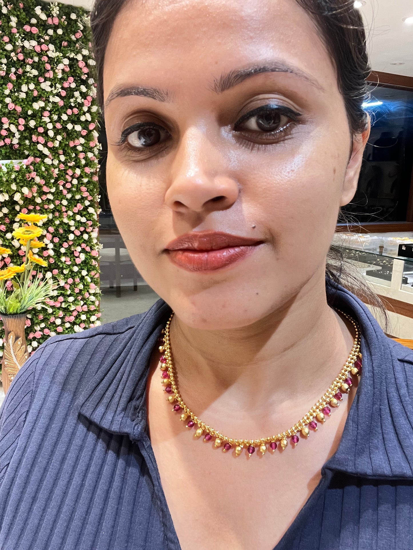 Premium gold plated beads hanging necklace product code G41