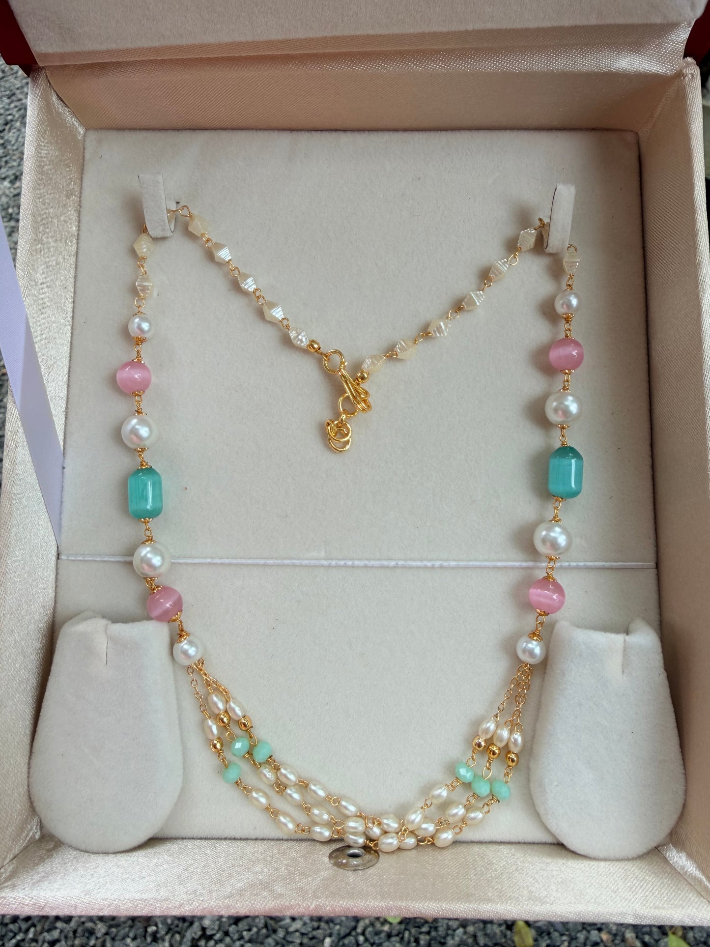 Premium gold plated pearl layer necklace product code P161