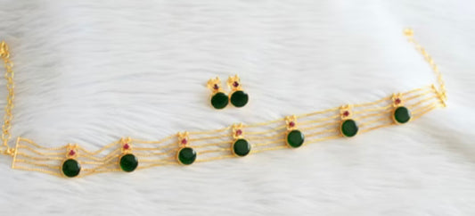 Premium Kerala style round green palakka choker set product code 1037