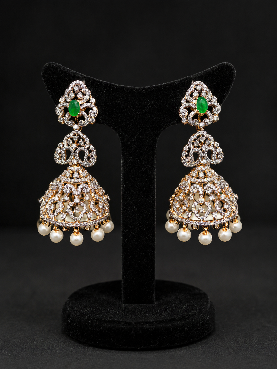 Premium diamond finish bridal jhumka product code E205