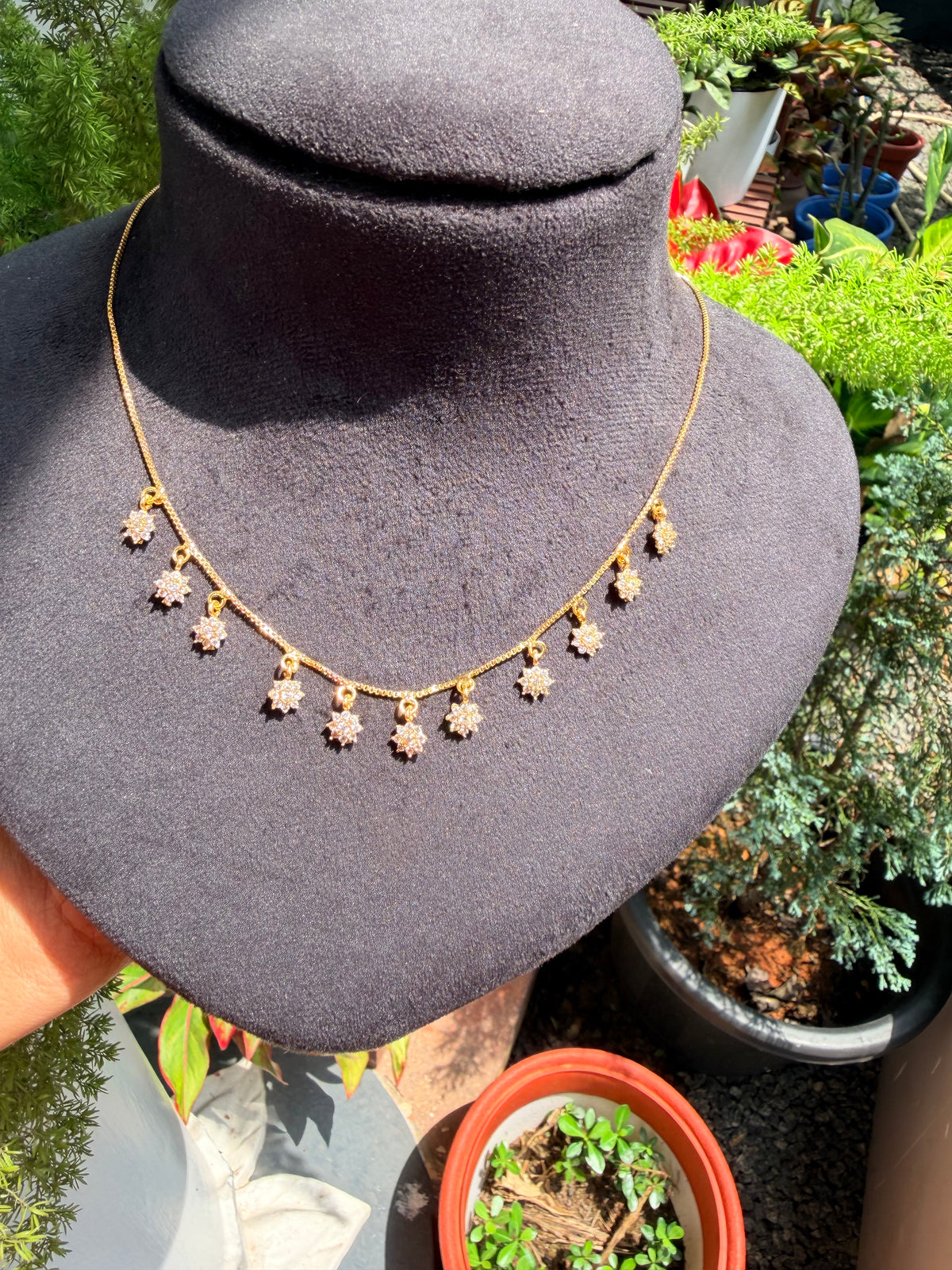 Premium daily wear gold plated ad floral hanging necklace product code G188