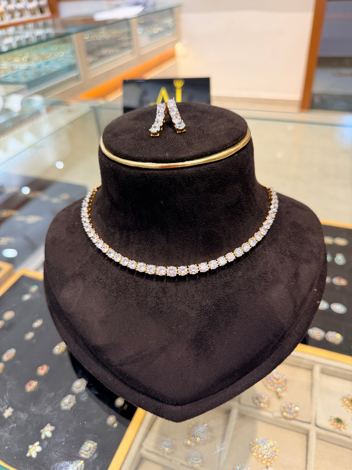 Premium diamond finish bridal necklace product code D430