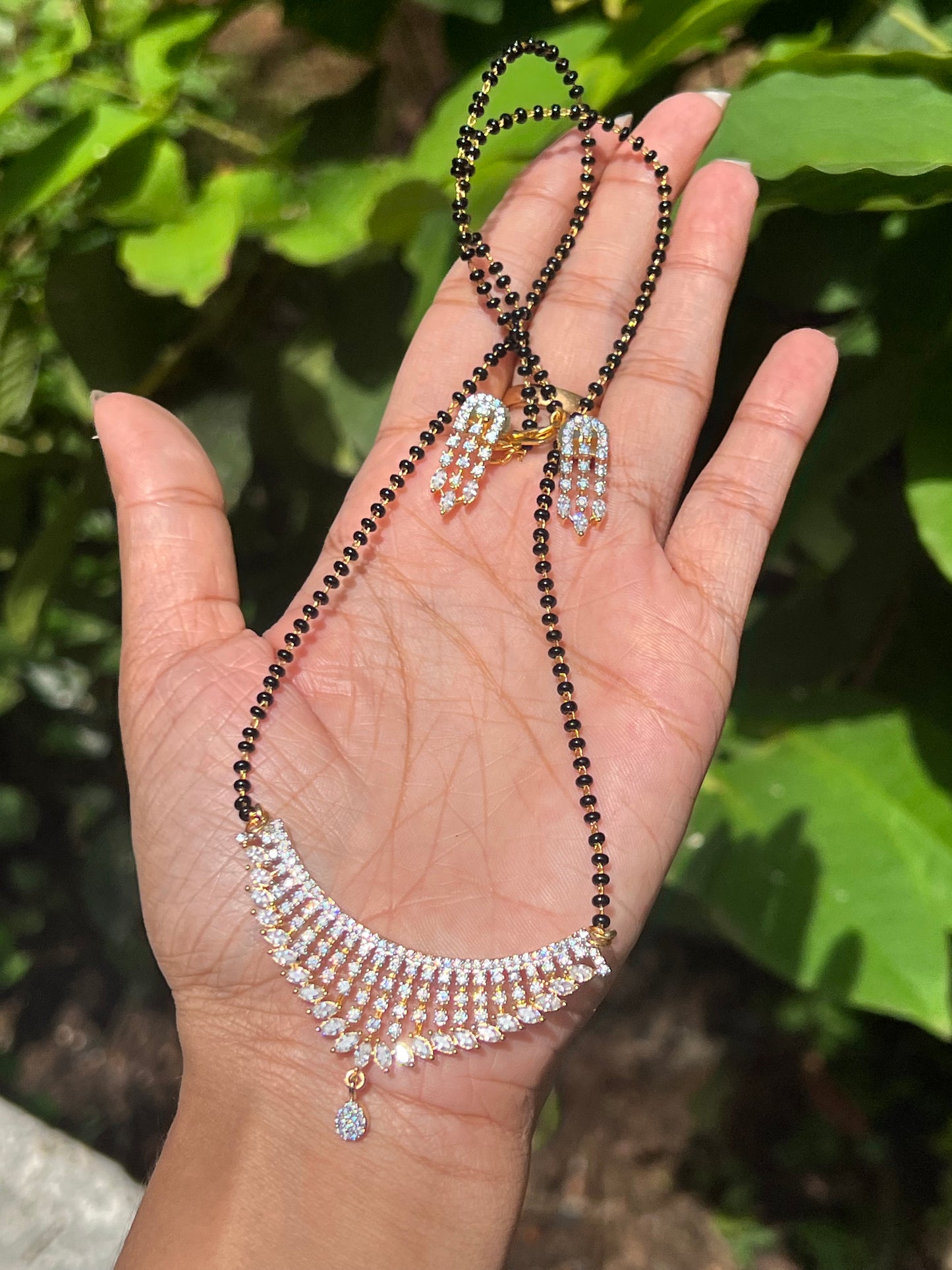 Premium daimond replica pendant set with chain product code N388