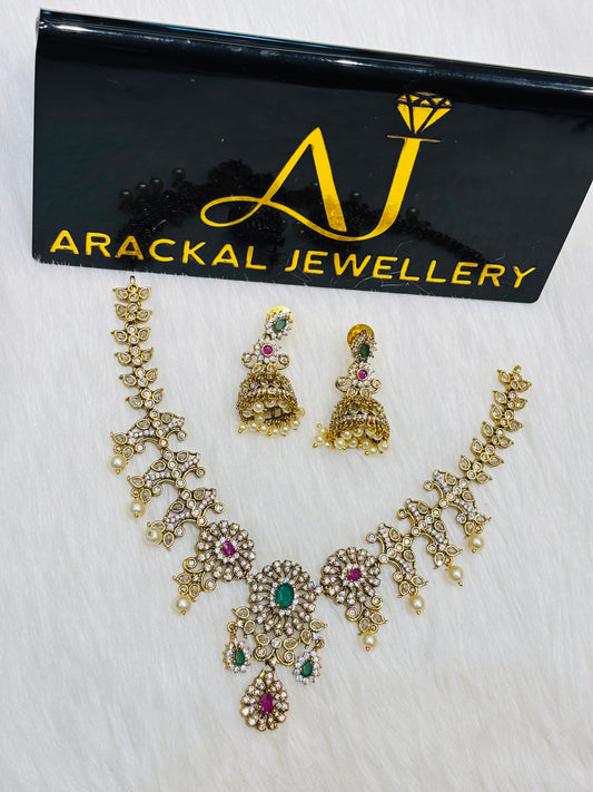 Premium jadau Kundan pearl hanging necklace product code N258