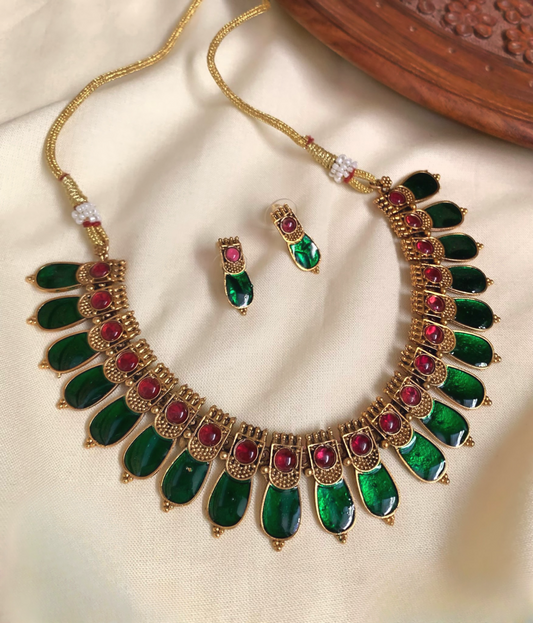 Kerala traditional Palakka necklace with stud product code 1111