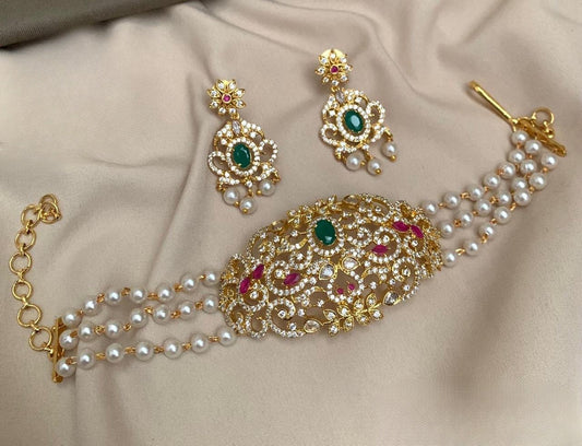Premium ad 3 layer pearl choker product code 1189