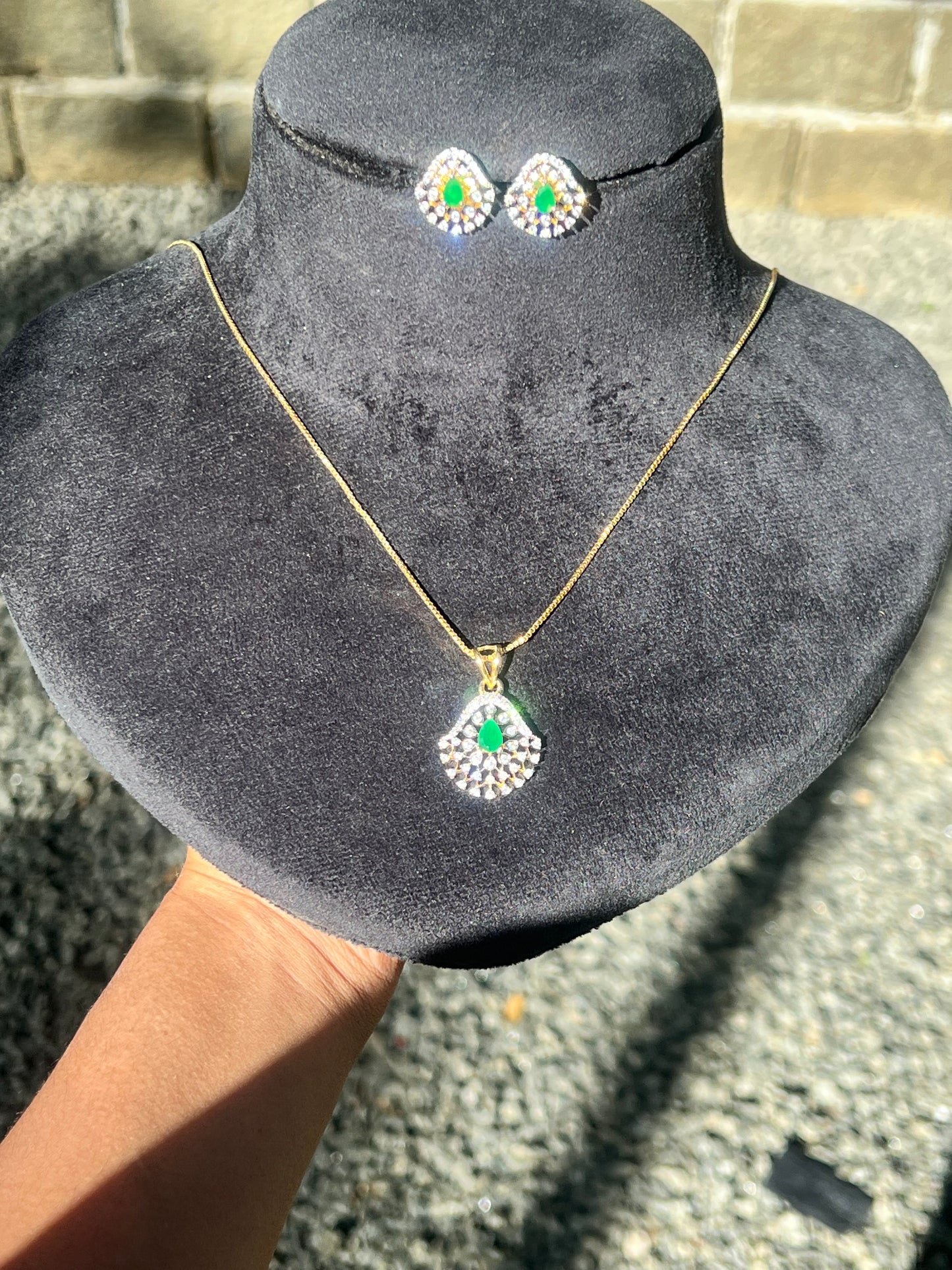 Premium party wear pendant set with chain product code D323