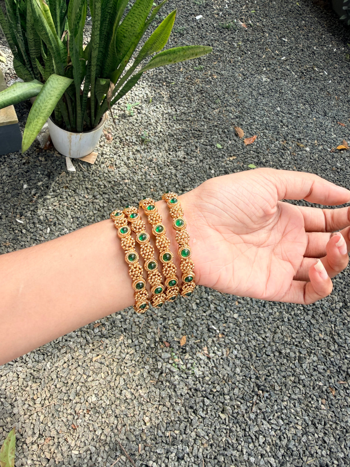 Premium antique gold bangles set of 4