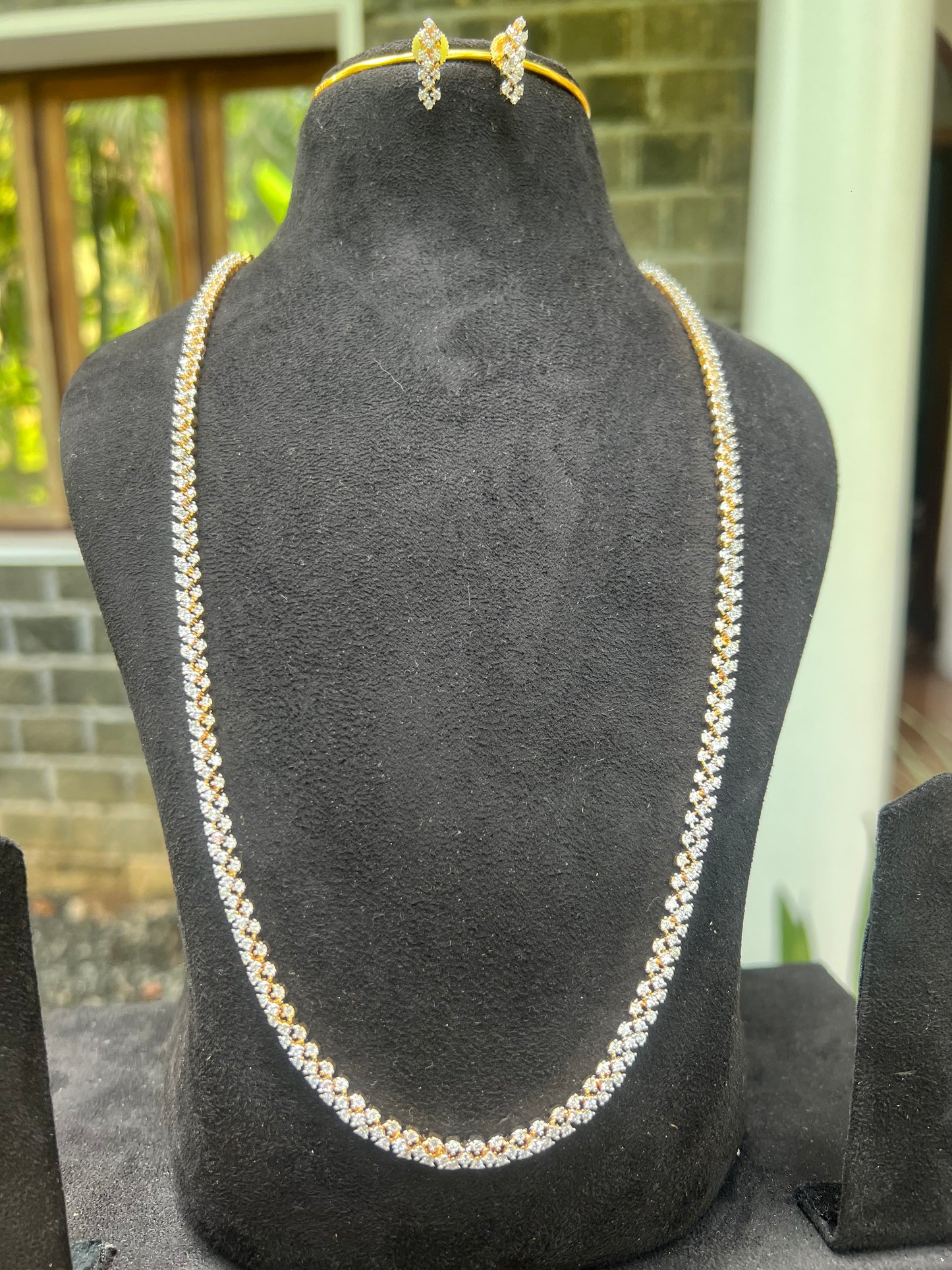 Premium diamond finish long haram with adjustable back chain product code H91