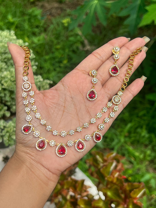 Premium antique gold ad 2layer necklace set product code T26