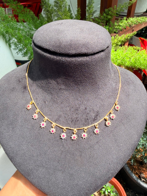 Premium gold plated ad flower hanging necklace product code G187