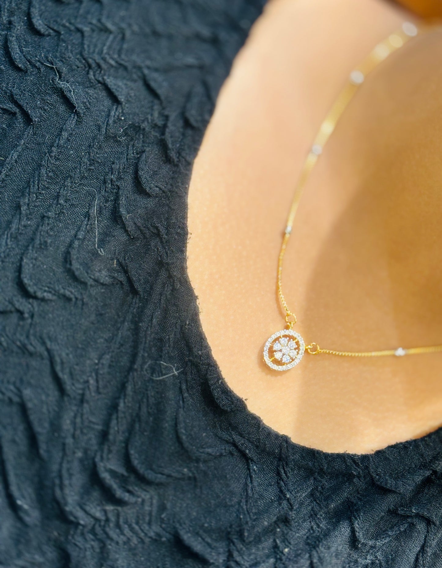 Premium daimond replica pendant set with chain product code N388