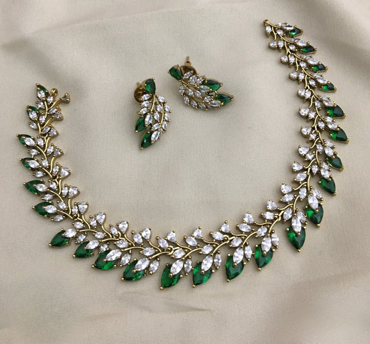 Premium bridal Ad leaf necklace product code 656