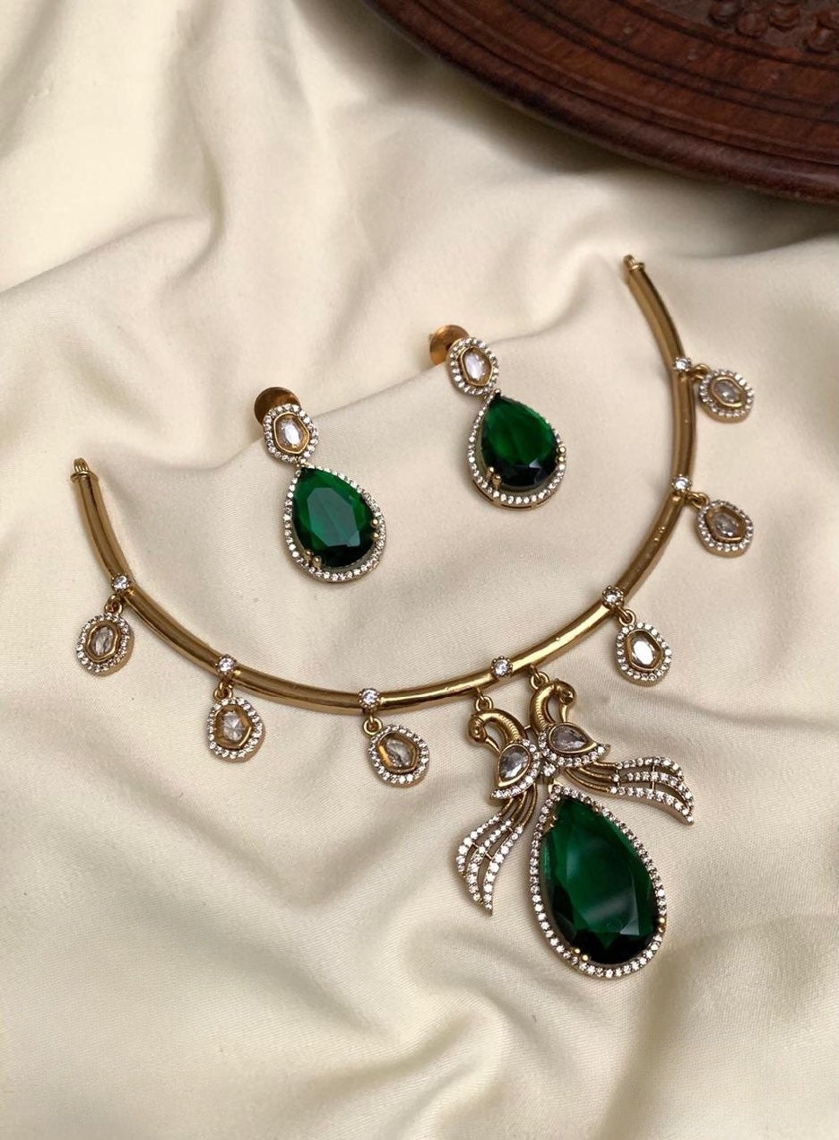 Premium quality elegant statement cz ad necklace product code 145