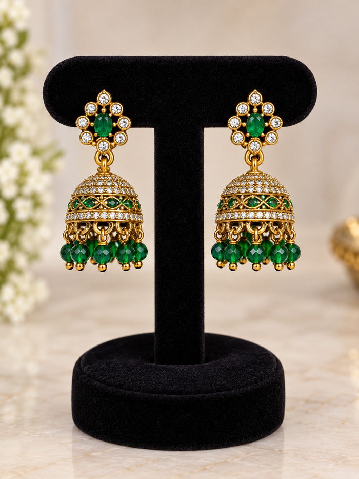 Premium antique gold plated jhumkas product code E235