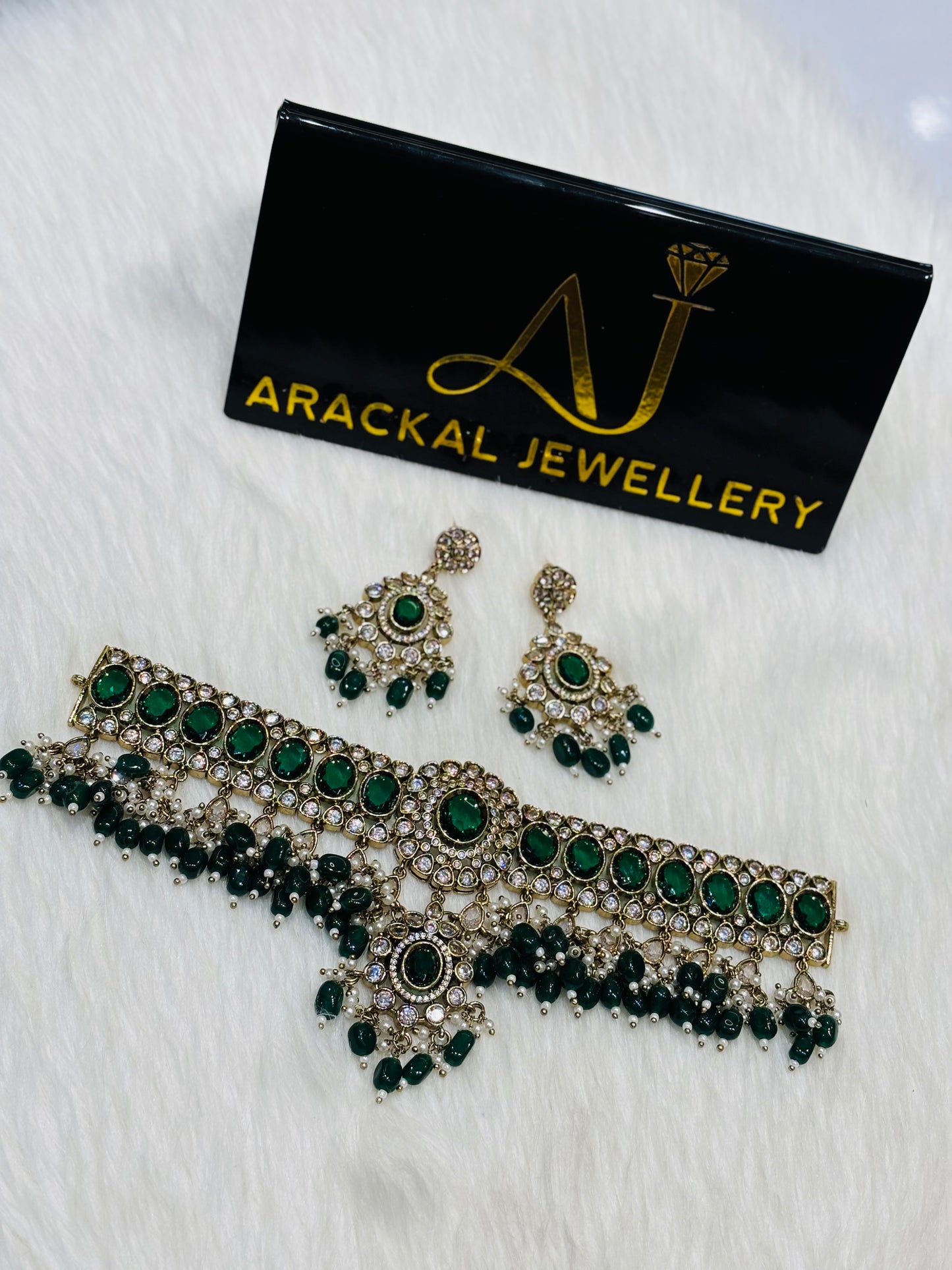 Premium quality Victorian polish jadau kundan choker set product code N391