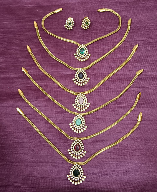Premium ad stone pendant chain set with earrings  product code 430