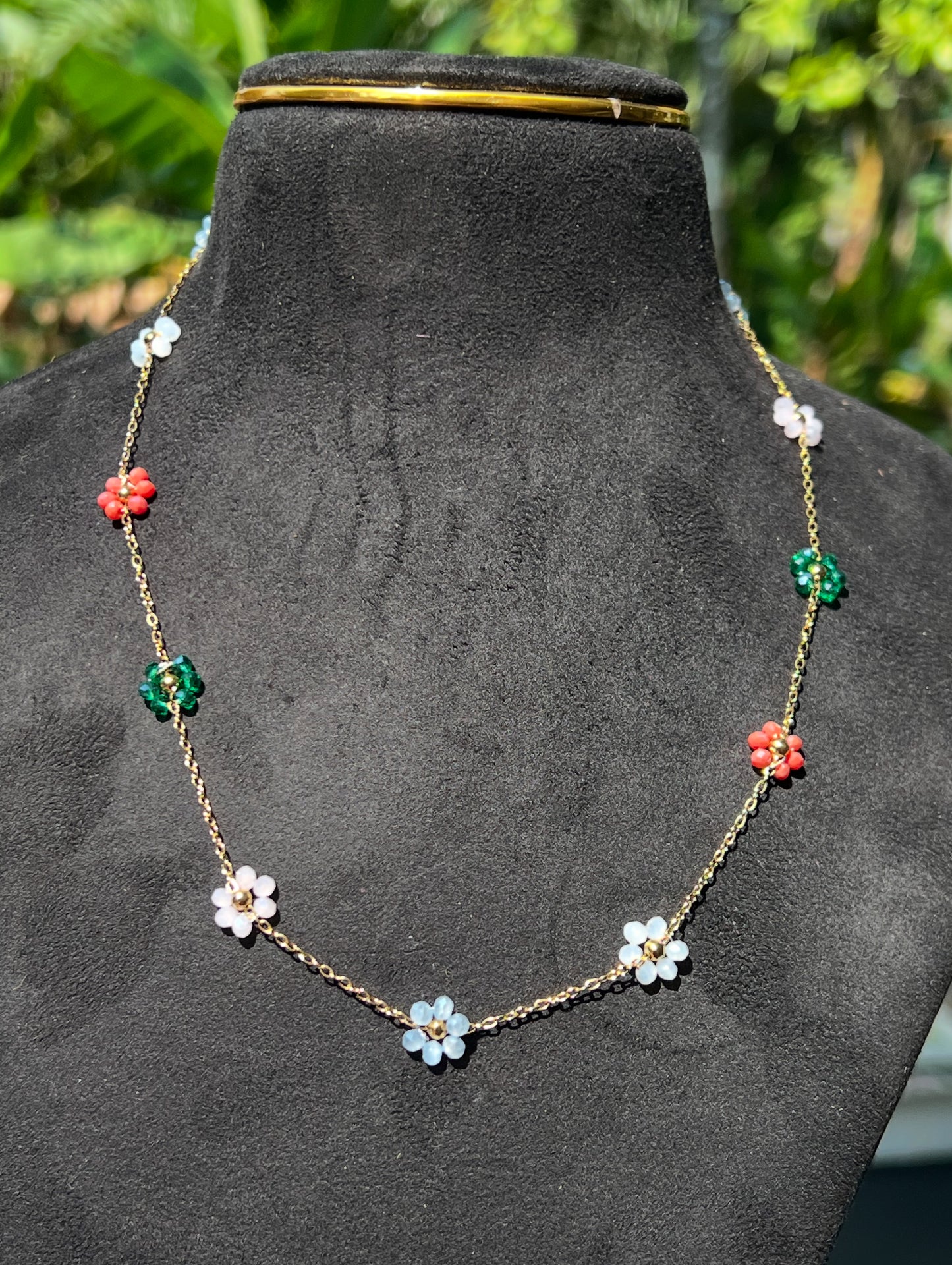 Premium Antitarnish Multi color flower necklace product code 355